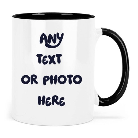 Personalisierte tasse mit schwarzer Innenseite und Henkel